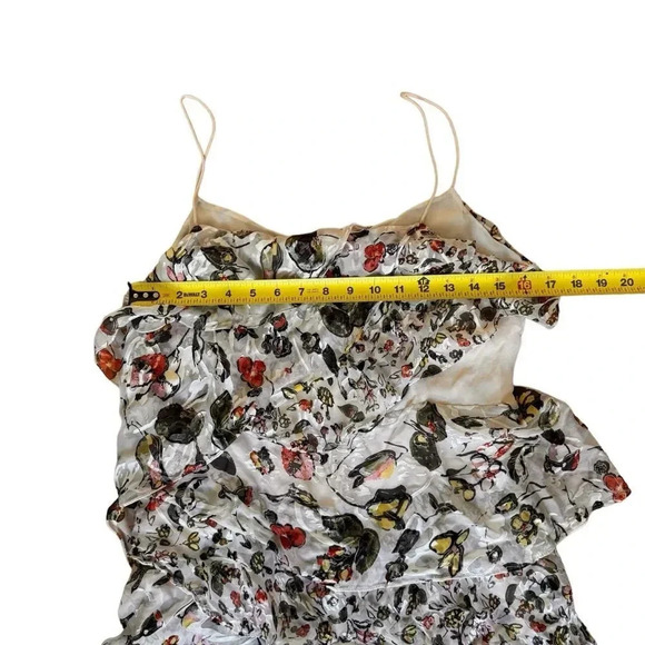 Grey Jason Wu Silk Dress Spaghetti Straps Midi Ruffles Tiered Cream 8 - Picture 6 of 15